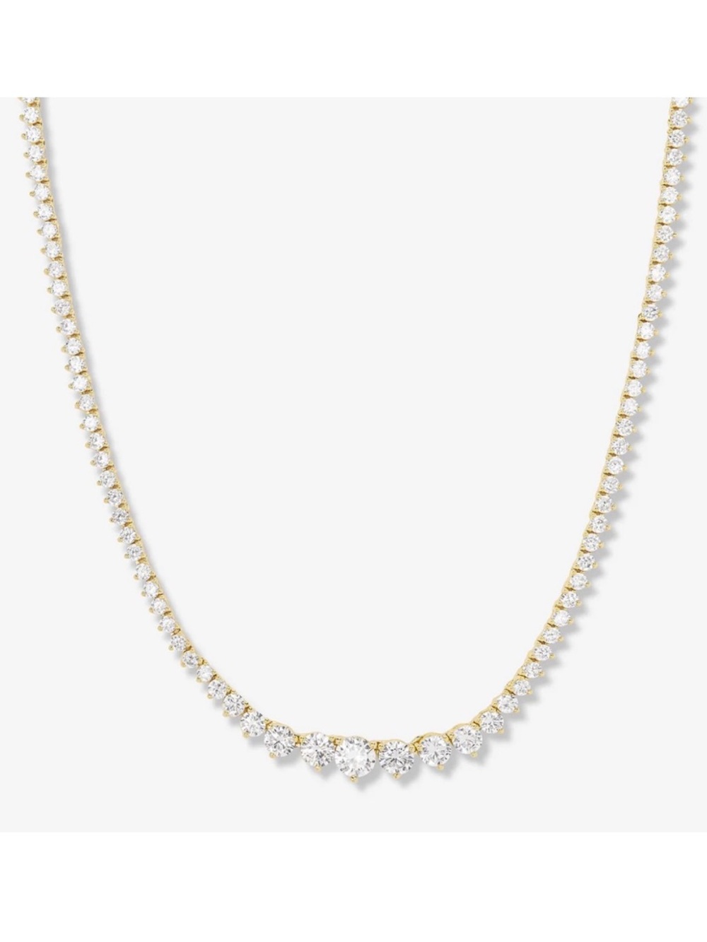 NWT Melinda Maria Gold “Not Your Basic Graduated Tennis Necklace”